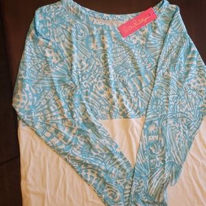 Lilly Pulitzer Finn Top in Succulent Blue Sea Cups
